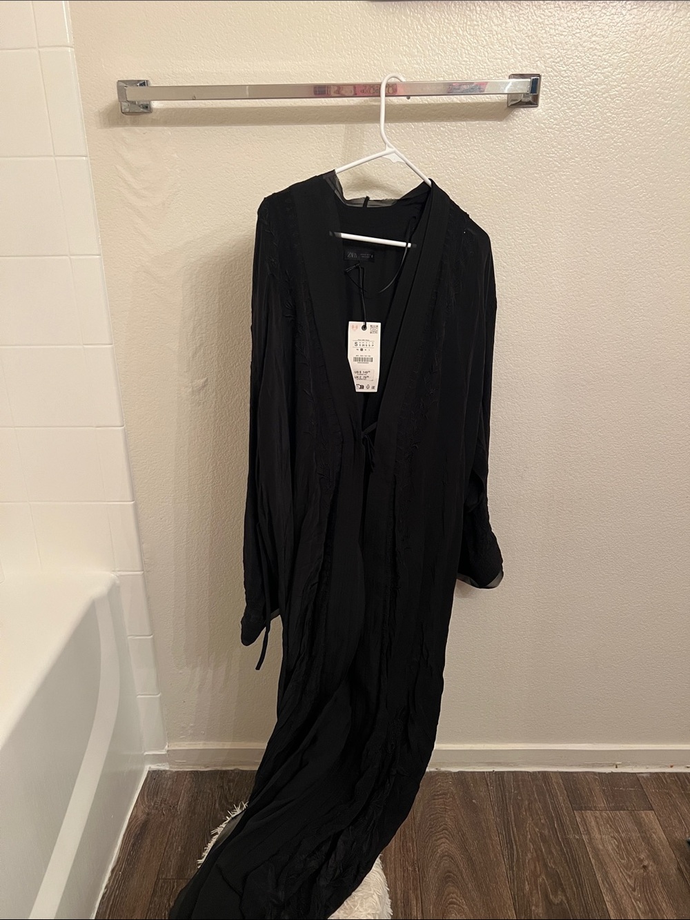 Zara Black Long Open Front Duster